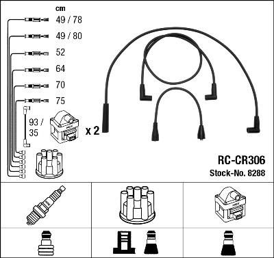 NGK 8288 - Комплект проводів запалювання autocars.com.ua