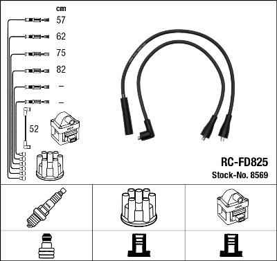 NGK 8569 - 8569 Комплект ізольованих проводів для свічок запалення RC-FD825 autocars.com.ua