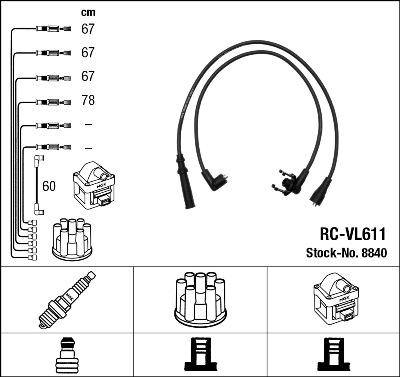 NGK 8840 - Комплект проводов зажигания avtokuzovplus.com.ua