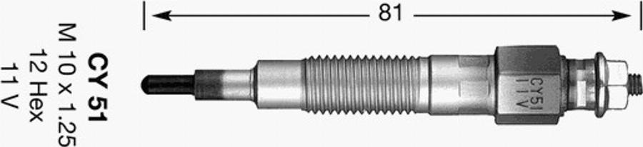 NGK CY51 - Свеча накаливания avtokuzovplus.com.ua