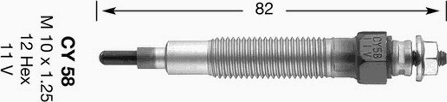 NGK CY58 - Свеча накаливания avtokuzovplus.com.ua