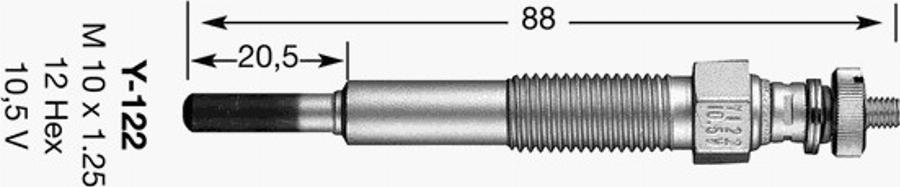 NGK Y-122 - Свеча накаливания autodnr.net