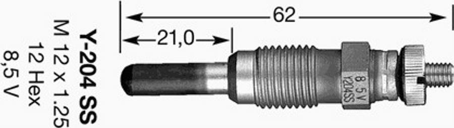 NGK Y-204SS - Свеча накаливания autodnr.net