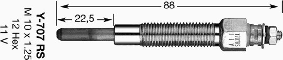 NGK Y-707RS - Свеча накаливания autodnr.net