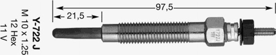 NGK Y-722 J - Свеча накаливания autodnr.net