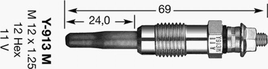 NGK Y-913M - Свеча накаливания autodnr.net