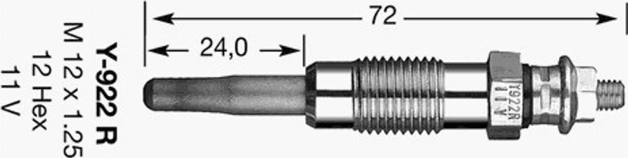 NGK Y-922R - Свеча накаливания autodnr.net