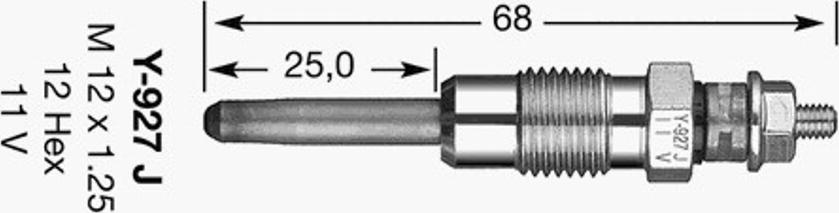 NGK Y-927J - Свеча накаливания autodnr.net