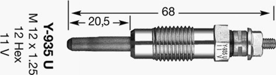 NGK Y-935U - Свеча накаливания avtokuzovplus.com.ua