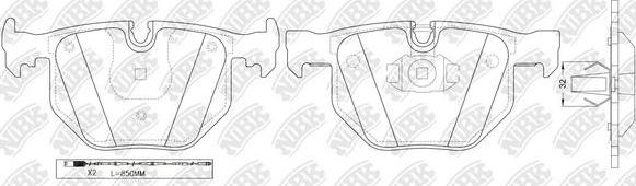 NiBK PN0228W - Тормозные колодки, дисковые, комплект avtokuzovplus.com.ua