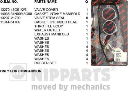 Nipparts J1241139 - Комплект прокладок, головка циліндра autocars.com.ua