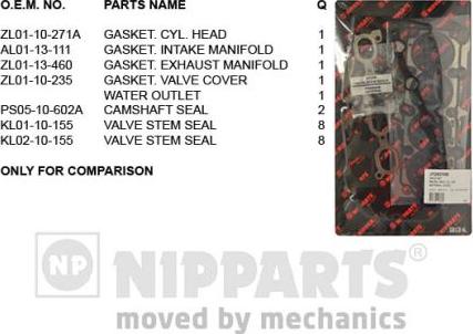 Nipparts J1243100 - Комплект прокладок, головка циліндра autocars.com.ua