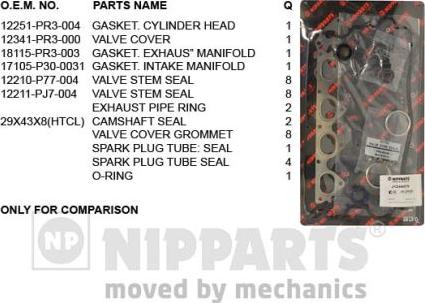 Nipparts J1244075 - Комплект прокладок, головка циліндра autocars.com.ua