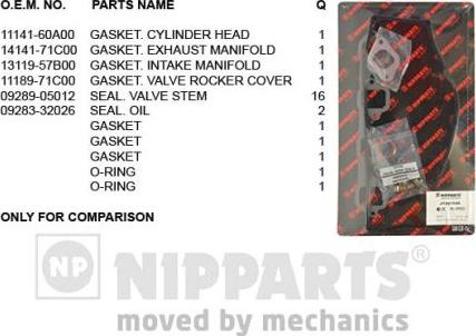 Nipparts J1248037 - Комплект прокладок, головка циліндра autocars.com.ua