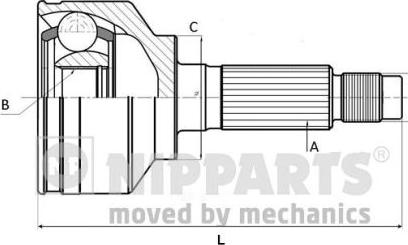 Nipparts J2822017 - Шарнірний комплект, ШРУС, приводний вал autocars.com.ua