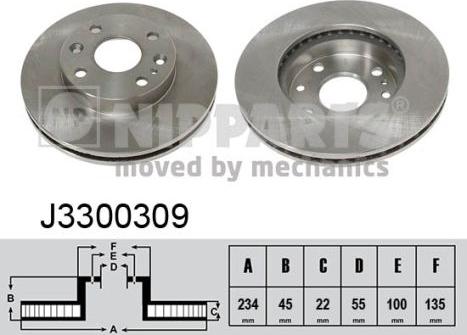 Nipparts J3300309 - Тормозной диск avtokuzovplus.com.ua