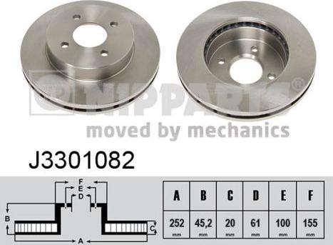 Nipparts J3301082 - Тормозной диск avtokuzovplus.com.ua