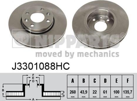 Nipparts J3301088HC - Гальмівний диск autocars.com.ua