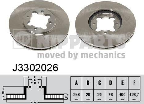 Nipparts J3302026 - Гальмівний диск autocars.com.ua