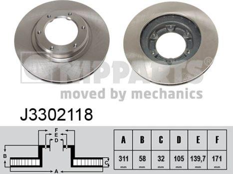 Nipparts J3302118 - Тормозной диск avtokuzovplus.com.ua