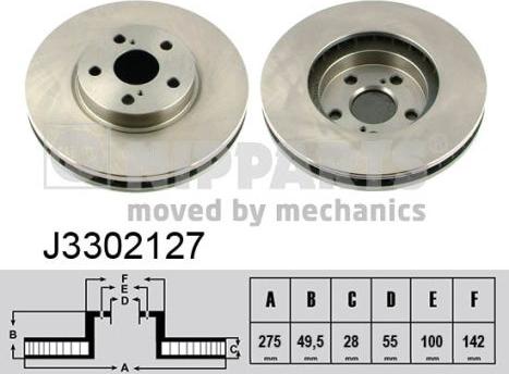 Nipparts J3302127 - Тормозной диск avtokuzovplus.com.ua