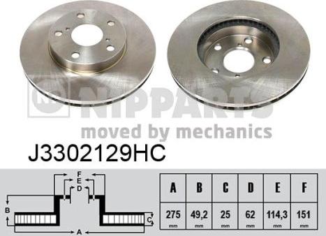 Nipparts J3302129HC - Гальмівний диск autocars.com.ua