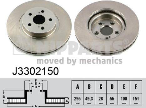 Nipparts J3302150 - Тормозной диск avtokuzovplus.com.ua