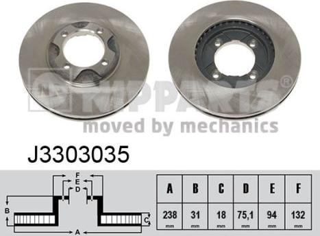 Nipparts J3303035 - Тормозной диск avtokuzovplus.com.ua