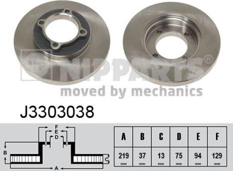 Nipparts J3303038 - Гальмівний диск autocars.com.ua