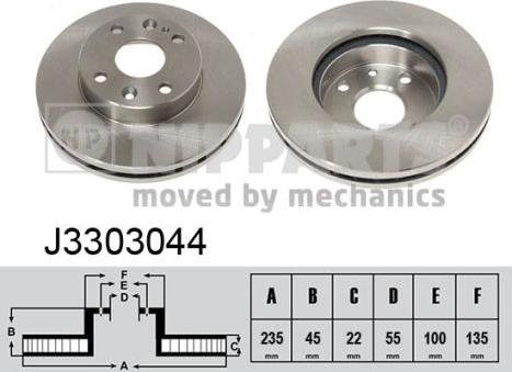 Nipparts J3303044 - Тормозной диск avtokuzovplus.com.ua