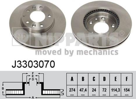 Nipparts J3303070 - Тормозной диск avtokuzovplus.com.ua