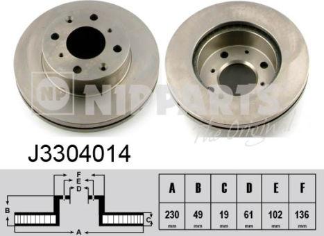 Nipparts J3304014 - Тормозной диск avtokuzovplus.com.ua