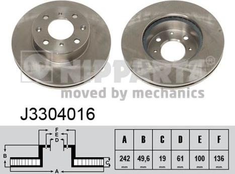 Nipparts J3304016 - Тормозной диск avtokuzovplus.com.ua