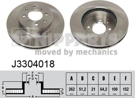 Nipparts J3304018 - Тормозной диск avtokuzovplus.com.ua