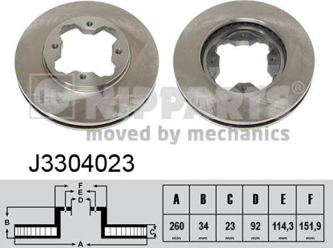 Nipparts J3304023 - Гальмівний диск autocars.com.ua