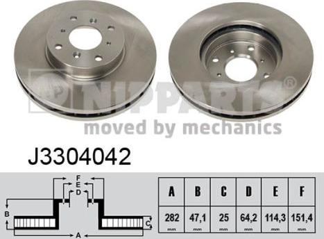 Nipparts J3304042 - Тормозной диск avtokuzovplus.com.ua