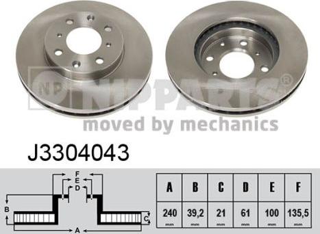 Nipparts J3304043 - Тормозной диск avtokuzovplus.com.ua