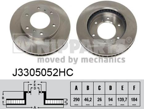 Nipparts J3305052HC - Тормозной диск avtokuzovplus.com.ua