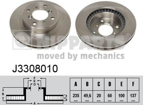 Nipparts J3308010 - Гальмівний диск autocars.com.ua