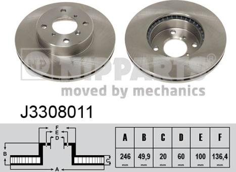 Nipparts J3308011 - Тормозной диск avtokuzovplus.com.ua