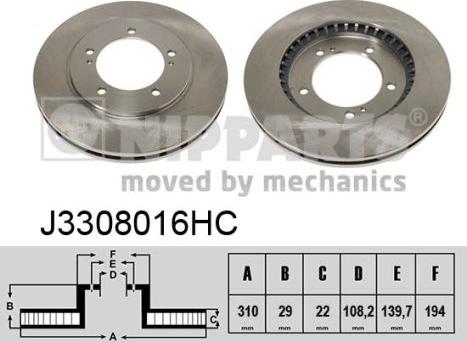 Nipparts J3308016HC - Гальмівний диск autocars.com.ua