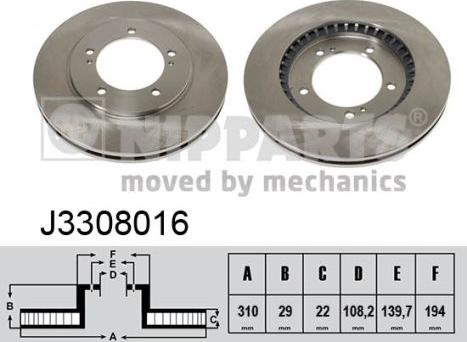 Nipparts J3308016 - Тормозной диск avtokuzovplus.com.ua