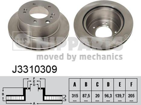 Nipparts J3310309 - Тормозной диск avtokuzovplus.com.ua