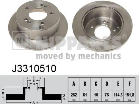 Nipparts J3310510 - Тормозной диск avtokuzovplus.com.ua