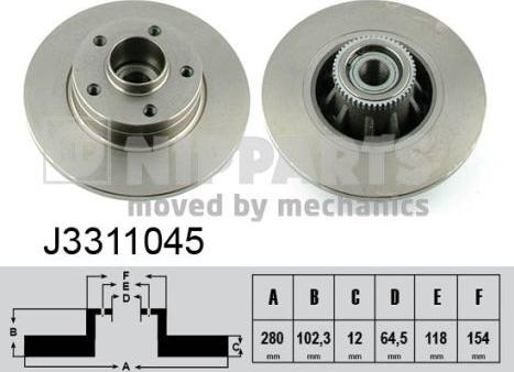 Nipparts J3311045 - Тормозной диск avtokuzovplus.com.ua