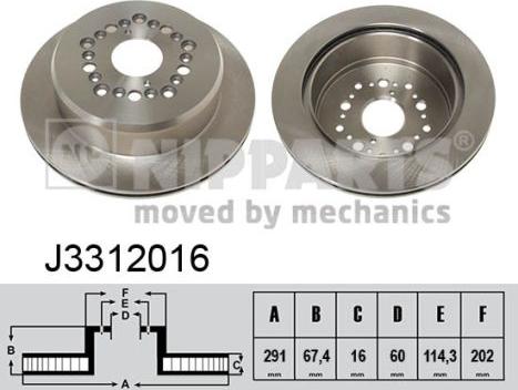 Nipparts J3312016 - Гальмівний диск autocars.com.ua