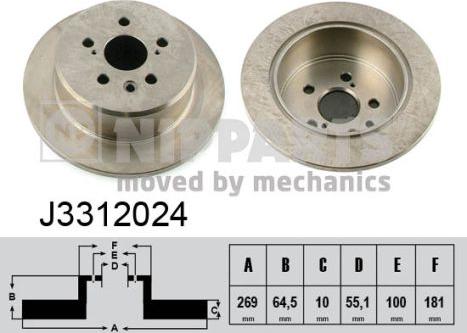 Nipparts J3312024 - Тормозной диск avtokuzovplus.com.ua