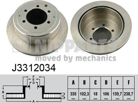 Nipparts J3312034 - Гальмівний диск autocars.com.ua