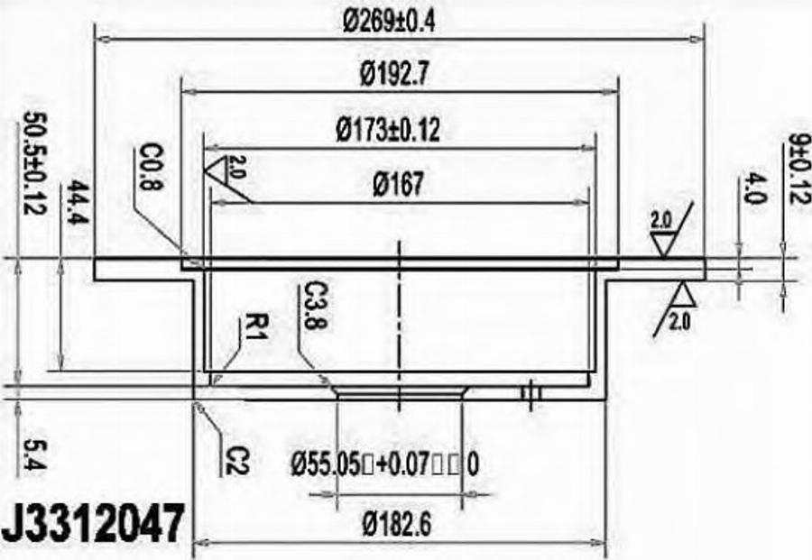 Nipparts J3312047 - Тормозной диск avtokuzovplus.com.ua