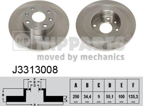 Nipparts J3313008 - Тормозной диск avtokuzovplus.com.ua